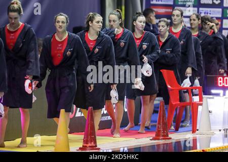 SIS Roma Präsentation während des italienischen Wasserball-Spiels der Frauen Coppa Italia SIS Roma gegen CSS Verona am 19. März 2022 im Polo Acquatico Frecciarossa in Rom, Italien (Foto: Luigi Mariani/LiveMedia/NurPhoto) Stockfoto