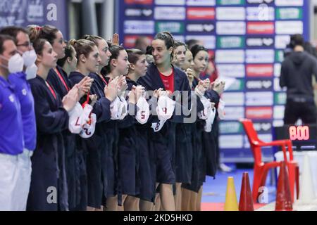 SIS Roma Präsentation während des italienischen Wasserball-Spiels der Frauen Coppa Italia SIS Roma gegen CSS Verona am 19. März 2022 im Polo Acquatico Frecciarossa in Rom, Italien (Foto: Luigi Mariani/LiveMedia/NurPhoto) Stockfoto