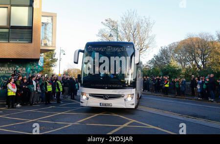 5.. November 2022; Aviva Stadium, Dublin, Irland: Autumn Series international Rugby Irland gegen Südafrika; der südafrikanische Bus kommt an Stockfoto