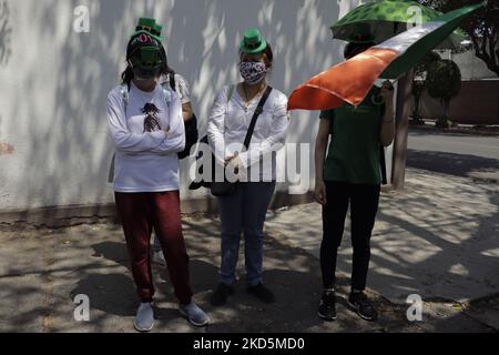 Mitglieder der irischen Gemeinschaft in Mexiko, in den Straßen von Mexiko-Stadt, anlässlich des St. Patrick's Day, schutzpatron von Irland. (Foto von Gerardo Vieyra/NurPhoto) Stockfoto