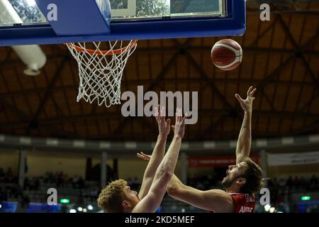 Marcos Delia (Allianz Pallacanestro Trieste) während der italienischen Basketball A Serie Championship Allianz Pallacanestro Trieste gegen Fortitudo Bologna am 20. März 2022 im Allianz Dome in Triest, Italien (Foto: Luca Tedeschi/LiveMedia/NurPhoto) Stockfoto