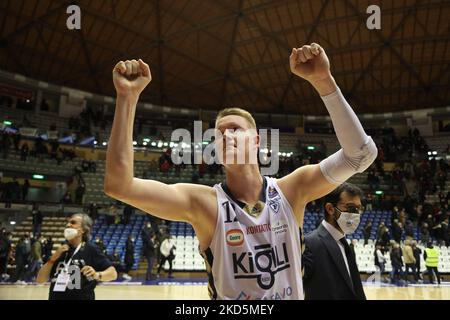 Robin Benzing (Fortitudo Kigili Bologna) während der italienischen Basketball A Serie Championship Allianz Pallacanestro Trieste gegen Fortitudo Bologna am 20. März 2022 im Allianz Dome in Triest, Italien (Foto: Luca Tedeschi/LiveMedia/NurPhoto) Stockfoto