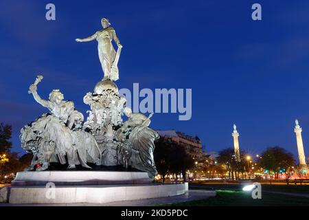 Der Triumph der Republik im Zentrum des Place de la Nation, Paris, Frankreich. Stockfoto