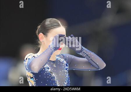 Kailani Craine aus Australien während des Women's Short Program, in der Sud de France Arena, Montpellier, Frankreich, am 23. März 2022. (Foto von Ulrik Pedersen/NurPhoto) Stockfoto