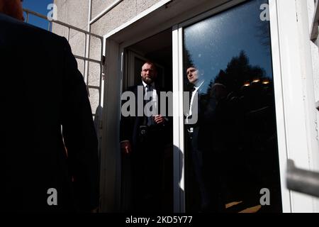 Besuch der weißrussischen Oppositionsführerin Sviatlana Tsikhanouskaya im weißrussischen Haus in Warschau, Polen am 24. März 2022. (Foto von STR/NurPhoto) Stockfoto