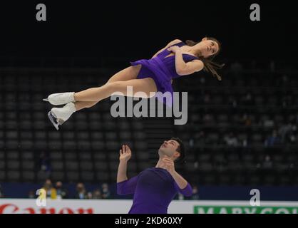 Miriam Ziegler und Severin Kiefer aus Österreich beim Pairs Free Skating, am 24. März 2022 in der Sud de France Arena, Montpellier, Frankreich. (Foto von Ulrik Pedersen/NurPhoto) Stockfoto