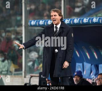 Roberto Mancini Cheftrainer Italiens während der EQ-Playoff-Spiele der FIFA Fußball-Weltmeisterschaft Katar 1 2022 zwischen Italien und Nordmakedonien am 24. März 2022 im Stadion „Renzo Barbera“ in Palermo, Italien (Foto: Gabriele Maricchiolo/NurPhoto) Stockfoto