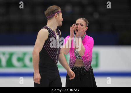 Natalie Taschlerova und Filip Taschler aus Tschechien beim Pairs Ice Dance, am 25. März 2022 in der Sud de France Arena, Montpellier, Frankreich. (Foto von Ulrik Pedersen/NurPhoto) Stockfoto