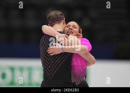 Natalie Taschlerova und Filip Taschler aus Tschechien beim Pairs Ice Dance, am 25. März 2022 in der Sud de France Arena, Montpellier, Frankreich. (Foto von Ulrik Pedersen/NurPhoto) Stockfoto