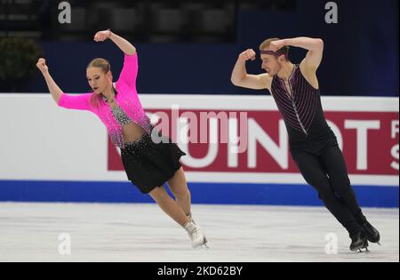 Natalie Taschlerova und Filip Taschler aus Tschechien beim Pairs Ice Dance, am 25. März 2022 in der Sud de France Arena, Montpellier, Frankreich. (Foto von Ulrik Pedersen/NurPhoto) Stockfoto