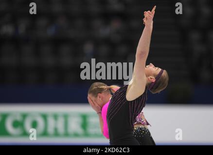 Natalie Taschlerova und Filip Taschler aus Tschechien beim Pairs Ice Dance, am 25. März 2022 in der Sud de France Arena, Montpellier, Frankreich. (Foto von Ulrik Pedersen/NurPhoto) Stockfoto