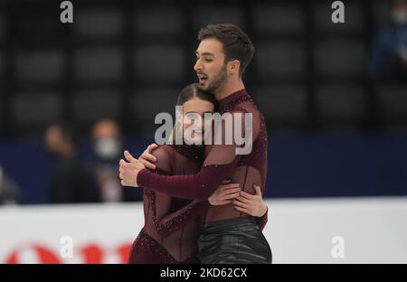 Gabriella Papadakis und Guillaume Cizeron aus Frankreich beim Pairs Ice Dance, am 25. März 2022 in der Sud de France Arena, Montpellier, Frankreich. (Foto von Ulrik Pedersen/NurPhoto) Stockfoto