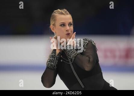 Madison Hubbell und Zachary Donohue aus den Vereinigten Staaten von Amerika beim Pairs Ice Dance, am 25. März 2022 in der Sud de France Arena, Montpellier, Frankreich. (Foto von Ulrik Pedersen/NurPhoto) Stockfoto