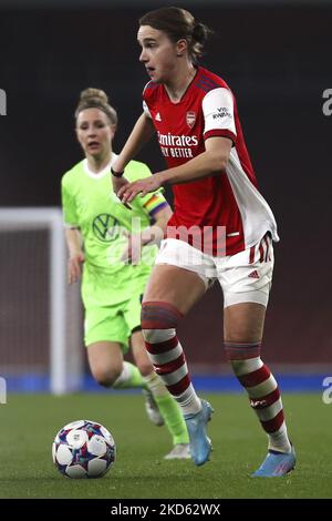 Vivianne Miedema von Arsenal Women auf dem Ball beim UEFA Womens Champions League Quarter Final zwischen Arsenal und VFL Wolfsburg am Mittwoch, 23.. März 2022, im Emirates Stadium, London. (Foto von Tom West/MI News/NurPhoto) Stockfoto