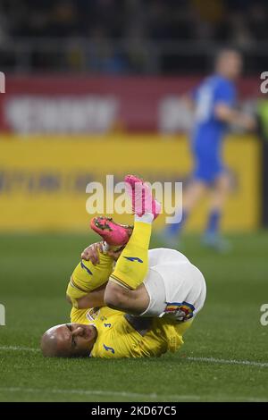 Ionut Mitrita im Einsatz beim internationalen Freundschaftsspiel zwischen Rumänien und Griechenland im Stadion Steaua am 25. März 2022 in Bukarest, Rumänien. (Foto von Alex Nicodim/NurPhoto) Stockfoto