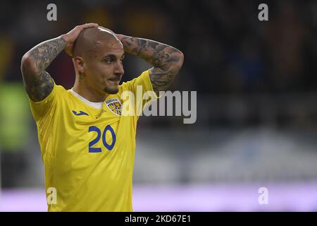 Ionut Mitrita im Einsatz beim internationalen Freundschaftsspiel zwischen Rumänien und Griechenland im Stadion Steaua am 25. März 2022 in Bukarest, Rumänien. (Foto von Alex Nicodim/NurPhoto) Stockfoto