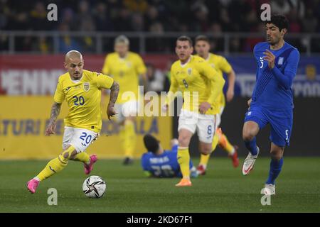 Ionut Mitrita im Einsatz beim internationalen Freundschaftsspiel zwischen Rumänien und Griechenland im Stadion Steaua am 25. März 2022 in Bukarest, Rumänien. (Foto von Alex Nicodim/NurPhoto) Stockfoto