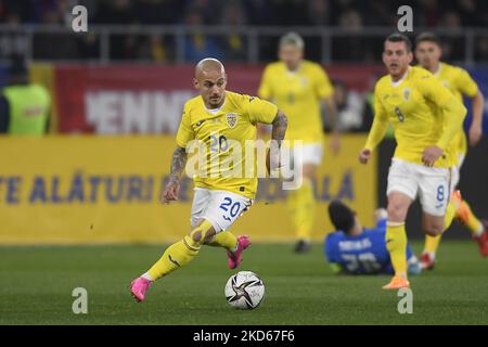 Ionut Mitrita im Einsatz beim internationalen Freundschaftsspiel zwischen Rumänien und Griechenland im Stadion Steaua am 25. März 2022 in Bukarest, Rumänien. (Foto von Alex Nicodim/NurPhoto) Stockfoto