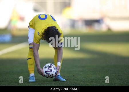 Alexi Pitu in Aktion beim internationalen Freundschaftsspiel zwischen Rumänien U20 und Norwegen U20 im Stadion Ilie Oana am 24. März 2022 in Ploiesti, Rumänien. (Foto von Alex Nicodim/NurPhoto) Stockfoto