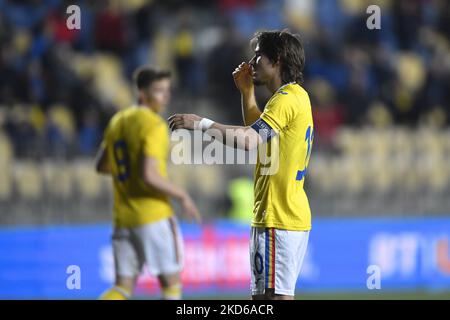 Alexi Pitu in Aktion beim internationalen Freundschaftsspiel zwischen Rumänien U20 und Norwegen U20 im Stadion Ilie Oana am 24. März 2022 in Ploiesti, Rumänien. (Foto von Alex Nicodim/NurPhoto) Stockfoto