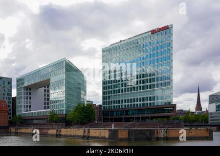 Das 13-stöckige, 61 Meter hohe Bürogebäude des deutschen Nachrichtenmagazins der Spiegel in Hamburg. Stockfoto