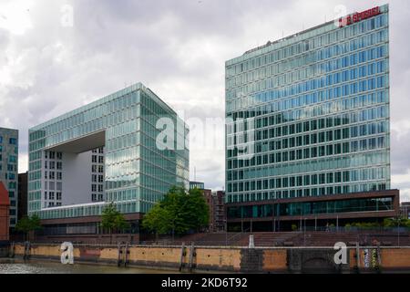 Das 13-stöckige, 61 Meter hohe Bürogebäude des deutschen Nachrichtenmagazins der Spiegel in Hamburg. Stockfoto