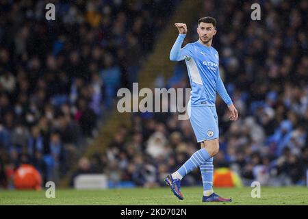 Aymeric Laporte von Manchester City zeigt sich während des UEFA Champions League Viertelfinalsspiel 1 zwischen Manchester City und Atlético Madrid am 5. April 2022 im City of Manchester Stadium in Manchester, Großbritannien. (Foto von Jose Breton/Pics Action/NurPhoto) Stockfoto