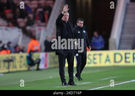 Middlesbrough-Manager Chris Wilder während des Sky Bet Championship-Spiels zwischen Middlesbrough und Fulham im Riverside Stadium, Middlesbrough, am Mittwoch, den 6.. April 2022. (Foto von Mark Fletcher/MI News/NurPhoto) Stockfoto