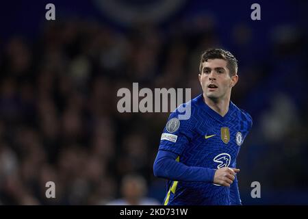 Christian Pulisic von Chelsea beim UEFA Champions League Quarter Final Leg One Spiel zwischen dem FC Chelsea und Real Madrid am 6. April 2022 in der Stamford Bridge in London, Großbritannien. (Foto von Jose Breton/Pics Action/NurPhoto) Stockfoto