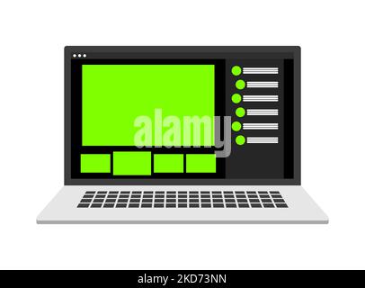 Benutzeroberfläche für Videokonferenzen auf einem Laptop. Overlay des Videoanruffensters. Chromakey Fenster Stock Vektor