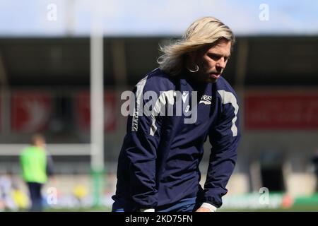 FAF de Klerk von Sale Sharks wärmt sich vor dem European Champions Cup-Spiel zwischen Sale Sharks und Bristol im AJ Bell Stadium, Eccles, am Samstag, dem 9.. April 2022 auf. (Foto von Pat Scaasi/MI News/NurPhoto) Stockfoto