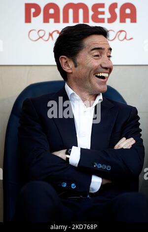 Marcelino Garcia Toral Cheftrainer des Athletic Club lächelt vor dem Spiel der La Liga Santander zwischen Villarreal CF und Athletic Club im Estadio de la Ceramica, 9. April 2022, Villarreal, Spanien. (Foto von David Aliaga/NurPhoto) Stockfoto