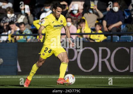 Villarreals Alfonso Pedraza während des La Liga-Spiels zwischen dem CF Villarreal und dem Athletic Club de Bilbao am 10. April 2022 im Stadion La Ceramica. (Foto von Jose Miguel Fernandez/NurPhoto) Stockfoto