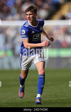 Luke Thomas von Leicester City während des Premier League-Spiels zwischen Leicester City und Crystal Palace im King Power Stadium, Leicester, am Sonntag, 10.. April 2022. (Foto von James Holyoak/MI News/NurPhoto) Stockfoto