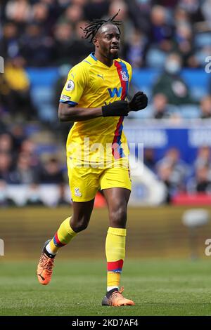 Jean-Philippe Mateta von Crystal Palace während des Premier League-Spiels zwischen Leicester City und Crystal Palace im King Power Stadium, Leicester am Sonntag, 10.. April 2022. (Foto von James Holyoak/MI News/NurPhoto) Stockfoto