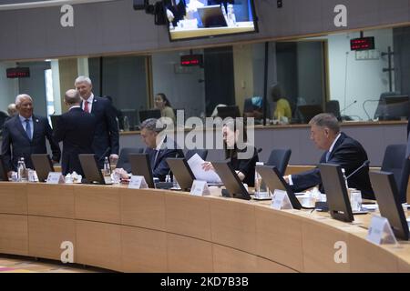 Zweiter Tag eines EU-Gipfels am 25. März 2022 in Brüssel, Belgien. (Foto von Nicolas Economou/NurPhoto) Stockfoto