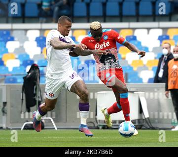 Napoli-Stürmer Victor Osimhen während der Serie A Spiel zwischen SSC Napoli und ACF Fiorentina am 10. April 2022 Stadion 'Diego Armando Maradona' in Napoli, Italien (Foto von Gabriele Maricchiolo/NurPhoto) Stockfoto