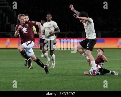 Sandro Tonali während der Serie A Spiel zwischen Turin und Mailand, in Turin, am 10. April 2022 (Foto: Loris Roselli/NurPhoto) Stockfoto