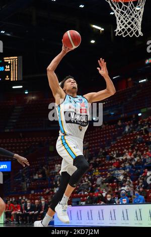 Jamuni McNeace (Vanoli Cremona) während der italienischen Basketball A Serie Championship AX Armani Exchange Milano vs Vanoli Cremona am 13. April 2022 im Mediolanum Forum in Mailand, Italien (Foto: Savino Paolella/LiveMedia/NurPhoto) Stockfoto