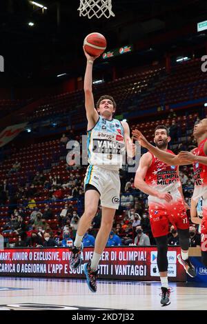 Filippo Gallo (Vanoli Cremona) während der italienischen Basketball A Serie Championship AX Armani Exchange Milano vs Vanoli Cremona am 13. April 2022 im Mediolanum Forum in Mailand, Italien (Foto von Savino Paolella/LiveMedia/NurPhoto) Stockfoto