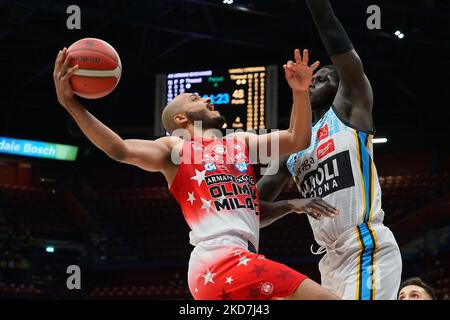 Shavon Shields (AX Armani Exchange Olimpia Milano) während der italienischen Basketball A Serie Championship AX Armani Exchange Milano vs Vanoli Cremona am 13. April 2022 beim Mediolanum Forum in Mailand, Italien (Foto: Savino Paolella/LiveMedia/NurPhoto) Stockfoto