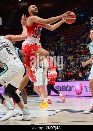 Shavon Shields (AX Armani Exchange Olimpia Milano) während der italienischen Basketball A Serie Championship AX Armani Exchange Milano vs Vanoli Cremona am 13. April 2022 beim Mediolanum Forum in Mailand, Italien (Foto: Savino Paolella/LiveMedia/NurPhoto) Stockfoto