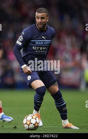 Kyle Walker von Manchester City in Aktion beim UEFA Champions League Quarter Final Leg Two Spiel zwischen Atletico Madrid und Manchester City am 13. April 2022 in Wanda Metropolitano in Madrid, Spanien. (Foto von Jose Breton/Pics Action/NurPhoto) Stockfoto