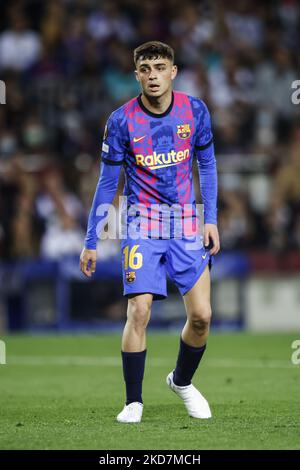 16 Pedri des FC Barcelona beim zweiten Viertelfinale der Europa League zwischen dem FC Barcelona und Eintracht Frankfurt am 14. April 2022 im Camp Nou Stadion in Barcelona, Spanien. (Foto von Xavier Bonilla/NurPhoto) Stockfoto