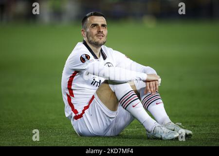 Filip Kostic, während des zweiten Viertelfinals der Europa League zwischen dem FC Barcelona und der Eintracht Frankfurt am 14. April 2022 im Camp Nou Stadium in Barcelona, Spanien. (Foto von Xavier Bonilla/NurPhoto) Stockfoto