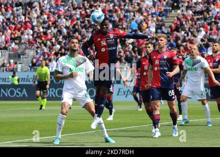 Keita Balde von CAGLIARI CALCIO in Aktion während der Serie Ein Spiel zwischen Cagliari Calcio und US Sassuolo in der Sardegna Arena am 16. April 2022 in Cagliari, Italien. (Foto von Luca Amedeo Bizzarri/LiveMedia/NurPhoto) Stockfoto