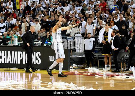 Andrija Stipanovic während des Spiels U-BT Cluj-Napoca gegen MHP Riesen Ludwigsburg, Basketball Champions League, BT Arena, Cluj-Napoca, Rumänien 19. April 2022 (Foto: Flaviu Buboi/NurPhoto) Stockfoto