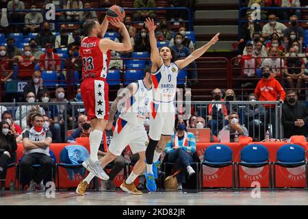 Sergio Rodriguez (AX Armani Exchange Olimpia Milano) während der Basketball Euroleague Championship A X Armani Exchange Milano vs Anadolu Efes Instanbul am 19. April 2022 beim Mediolanum Forum in Mailand, Italien (Foto: Savino Paolella/LiveMedia/NurPhoto) Stockfoto