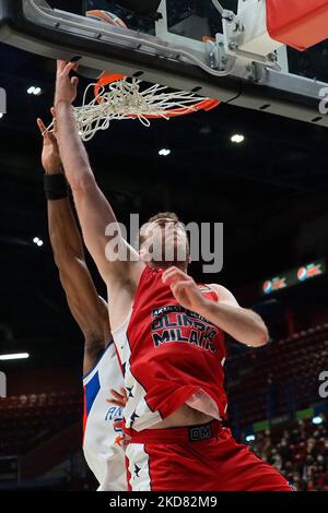 Nicolo Melli (AX Armani Exchange Olimpia Milano) während der Basketball Euroleague Championship A X Armani Exchange Milano vs Anadolu Efes Instanbul am 19. April 2022 beim Mediolanum Forum in Mailand, Italien (Foto: Savino Paolella/LiveMedia/NurPhoto) Stockfoto