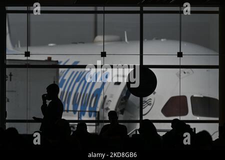 Air Europa Airline Flugzeug gesehen am Jorge Chavez International Airport in Lima. Am Montag, den 25. April 2022, auf dem internationalen Flughafen Jorge Chavez, Lima, Peru. (Foto von Artur Widak/NurPhoto) Stockfoto